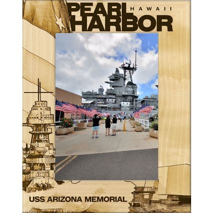Pearl Harbor USS Arizona Memorial Laser Engraved Wood Picture Frame (5 x 7)