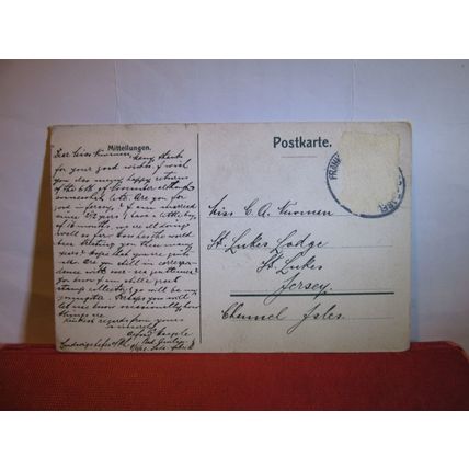 3 LADIES READING THE NEWSPAPER used vintage German postcard dated 1908 =