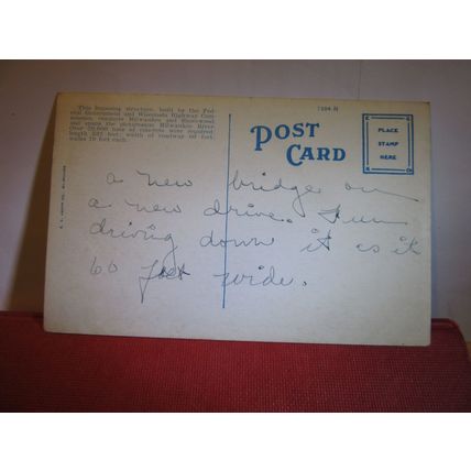CAPITOL DRIVE BRIDGE, MILWAUKEE, WISCONSIN, USA. used vintage postcard =