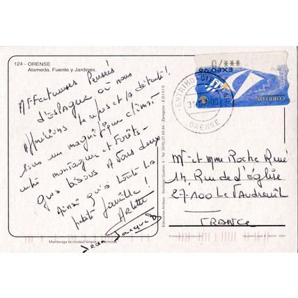 Orense Alameda Fuente Spain Postcard posted 2000 creased