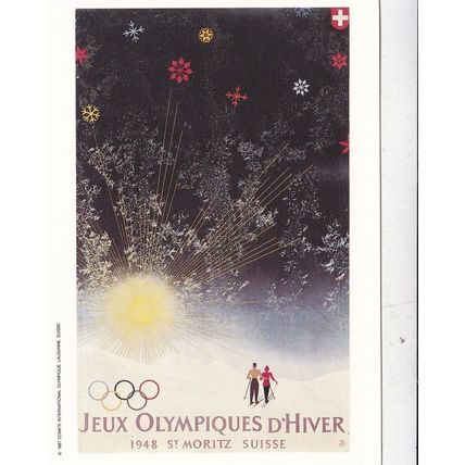 1948 Jeux Olympiques D'Hiver St Moritz Mars Postcard unused VGC