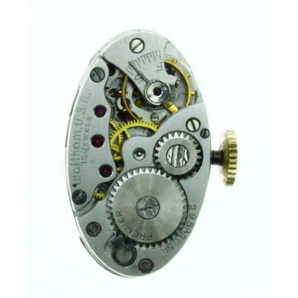 Waltham Model 665 650 15 J Watch Movement Size 6.5 x 11''' = 14.6 x 24.8 mm Runs