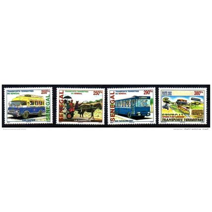 Sénégal 2002/2004 Transports Terrestres Bus Cheval Train moto 4 val. RARE MNH