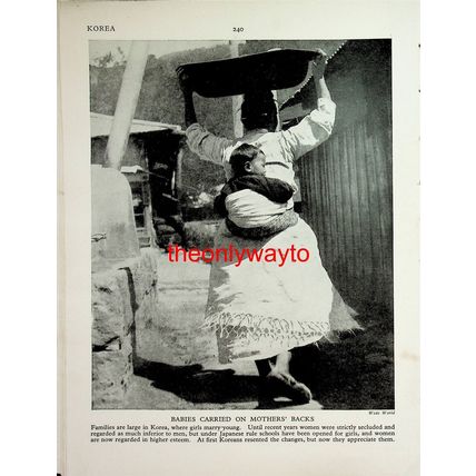 Baby On Mothers Back, Korea (White Robed Koreans, Reverse), Book Illustration