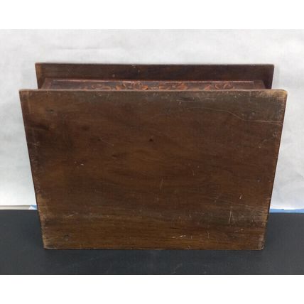 Hand Carved Wooden Stash Trinket Jewelry Box Vintage Purple Fabric