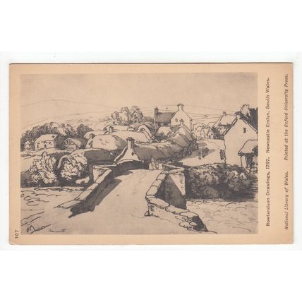 Rowlandson Drawing Newcastle Emlyn Art Postcard Carmarthenshire