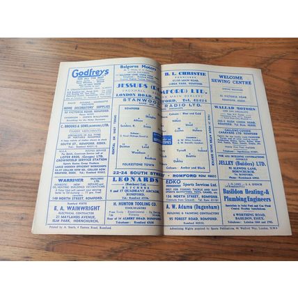 1961/62 Romford v Folkestone Town - Southern League ** FREE P&P **