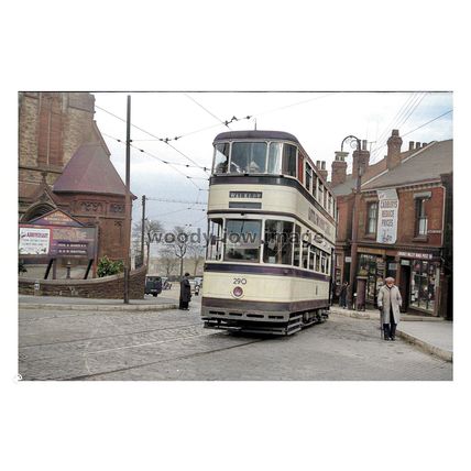 ptc8951 - Yorks' - Tram No.290 at Walkley Church, Sheffield c1956 - print 6x4