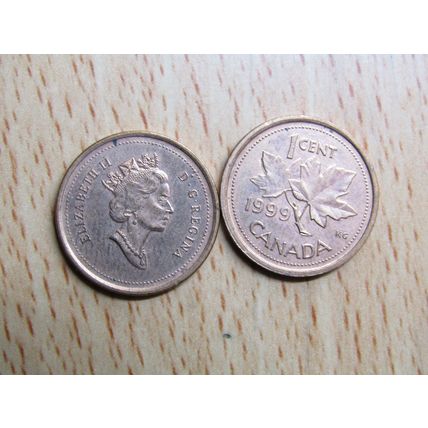 1999 Queen Elizabeth 1 Cent Canada Coin