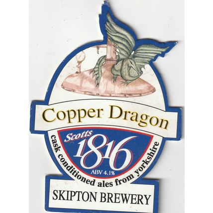 USED PUMP CLIP FRONT - SKIPTON BREWERY - COPPER DRAGON SCOTTS 1816