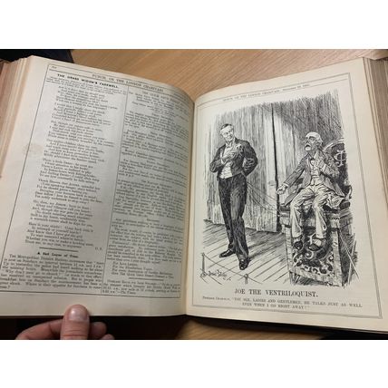 1903 PUNCH MAGAZINE BOUND VOLUMES HEAVY 2.9kg LEATHER ANTIQUE BOOK (P14)