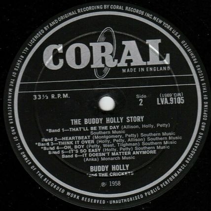 BUDDY HOLLY - THE BUDDY HOLLY STORY, UK, Coral, Album, LVA 9105, '60's