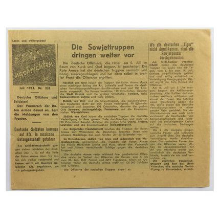 Original WW2 Russian/Soviet Air Drop Leaflet. - Code 2653. - 1943.