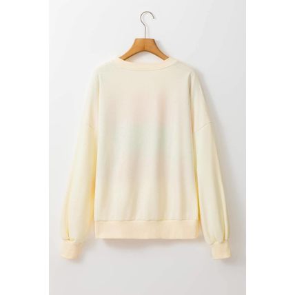 White Colorblock Patchwork Crewneck Drop Shoulder Sweatshirt