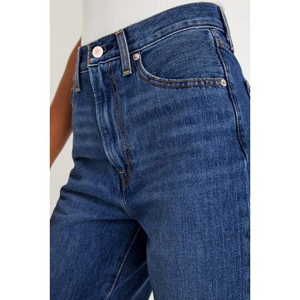 Real Teal Raw Hem Straight Leg Loose High Waist Jeans