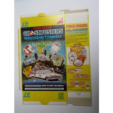 Nabisco 1984 Shredded Wheat Ghostbusters Cereal Box & 7 Waterslide Transfers
