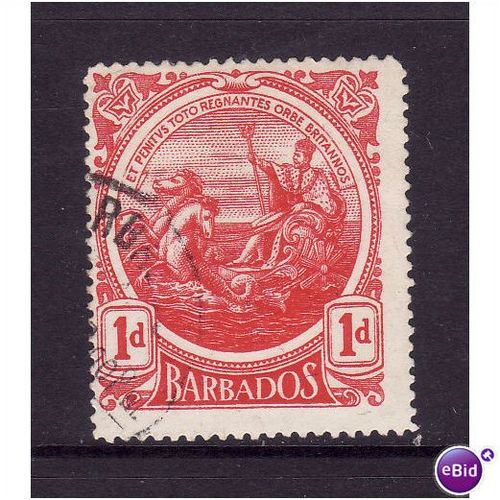 Barbados 1916 sg 183a 1d Bright Carmine Red Fine used