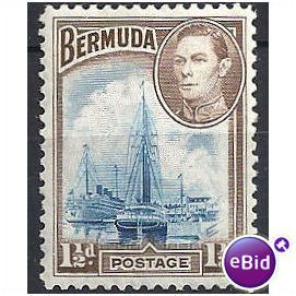 Bermuda 1938 SG111 1 1/2d Deep Blue & Purple-Brown Mounted Mint. .