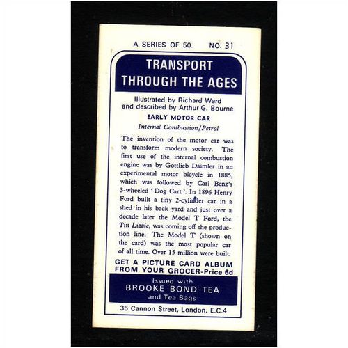 Brook Bond TRANSPORT THROUGH THE AGES No 31 EARLY MOTOR CAR Mint