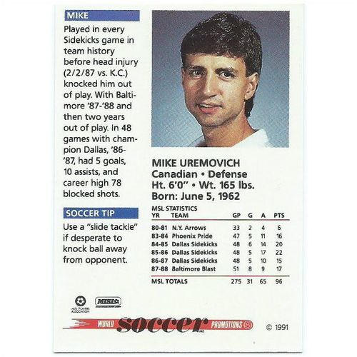1991 Soccer Shots MSL - #033 - Mike Uremovich