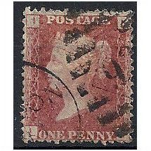 1858 SG43 1d Red Plate 162 Good+ Used "LI".