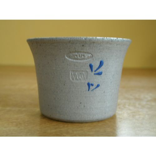 Sweet Miniature Hand Painted Stoneware Pot / Sake Cup - Marked