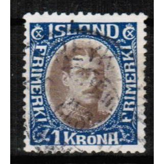 1931 Iceland Sc# 185 used - Christian X redrawn 1 krona