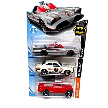 Set*3 Car Models, Land Rover/1970 Ford Escort/Batmobile, HotWheels Scale 1:64