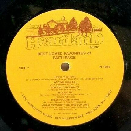 Patti Page Best Loved Favorites 1986 LP Vinyl Record (P6)
