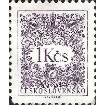 CZECHOSLOVAKIA, Floral postage due, violet 1954, 1Kcs