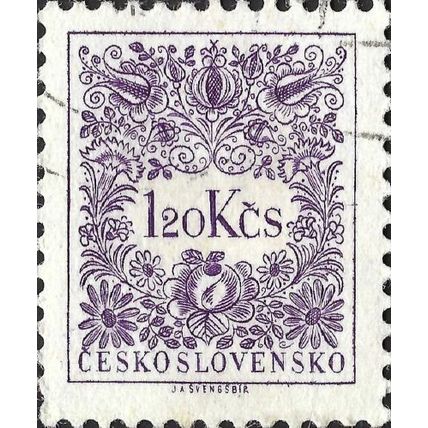 CZECHOSLOVAKIA, Floral postage due, violet 1955, 1.20Kcs