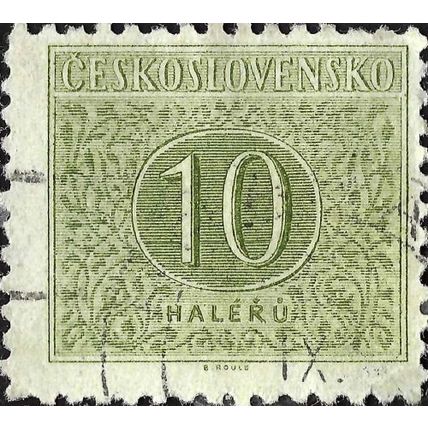 CZECHOSLOVAKIA, Numeral postage due, green-grey 1955, 10h