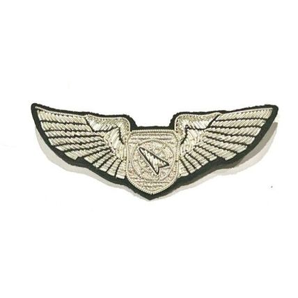 US AIR FORCE BATTLE MANAGER OFFICER PILOT CHEST WING SILVER BULLION 3" CP BRAND