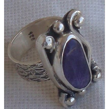 Purple glass silver ring SL72