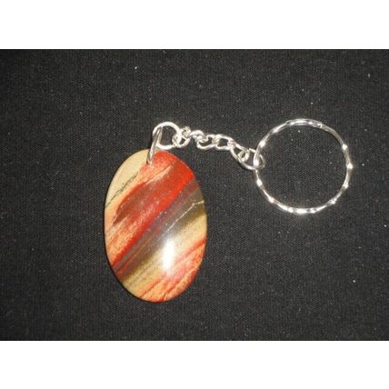 Beautiful oval banded polychrom jasper keyring bag purse charm