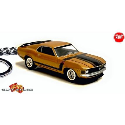 RARE KEYCHAIN 70 GOLD FORD MUSTANG BOSS 302 CUSTOM Ltd Ed.❤️GREAT GIFT❤️
