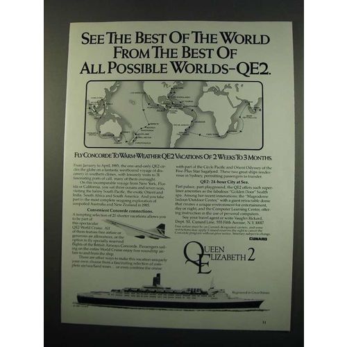 1984 Cunard Queen Elizabeth 2 Ad - See The Best