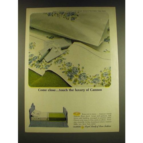 1966 Cannon Majestic Rose Sheet Ad - Come close. Touch the luxury of Cannon