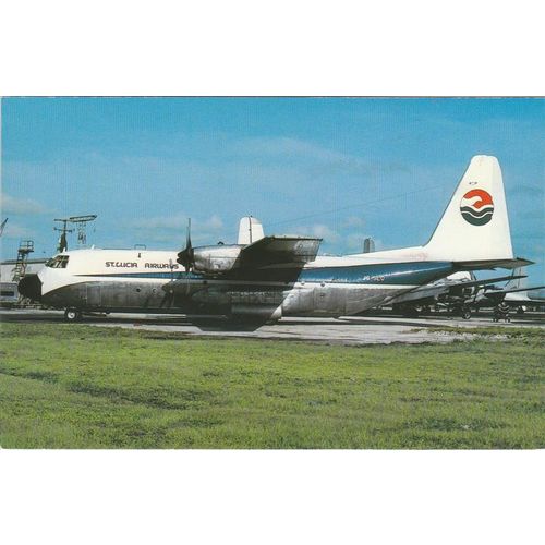 St Lucia Airways Lockheed L382 30 Hercules Civil Aircraft Postcard (A20242)