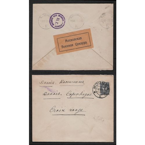 Russia POW Postcard Military 1915 WW1 CENSORED to Denmark
