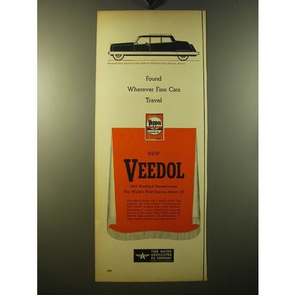 1950 Tide Water Veedol Motor Oil Ad - Advanced rear engine touring sedan