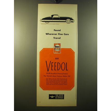 1950 Tide Water Veedol Motor Oil Ad - American Sports Car by Kurtis