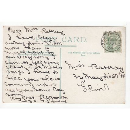 1905 Portobello Scottish Single Ring Postmark on Postcard