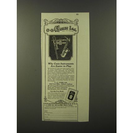 1921 Conn Instruments Ad - Why Conn instruments are easier to play