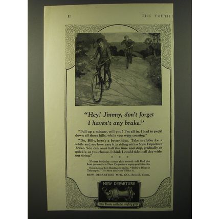 1925 New Departure Bicycle Brakes Ad - Hey! Jimmy, don't forget I haven't any