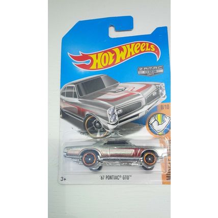 Hot wheels 67 pontiac gto musclemania die cast silver 8/10 toy red stripe