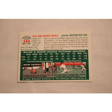 William Bill Werle 1994 Topps 1954 Archives NO. 144