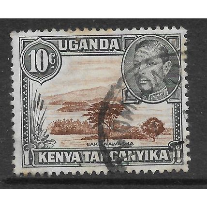 KENYA UGANDA & TANGANYIKA 1952 10c BROWN AND GREY LAKE NAIVASHA SG136 FINE USED