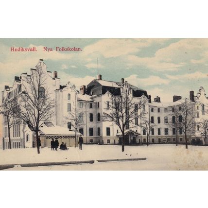 Hudiksvall at Winter Christmas Snow Old Sweden Postcard