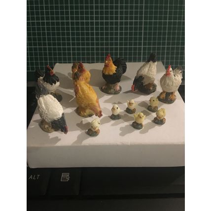 Cockerel, Chicken & Chicks 1:12th Dolls House Miniatures